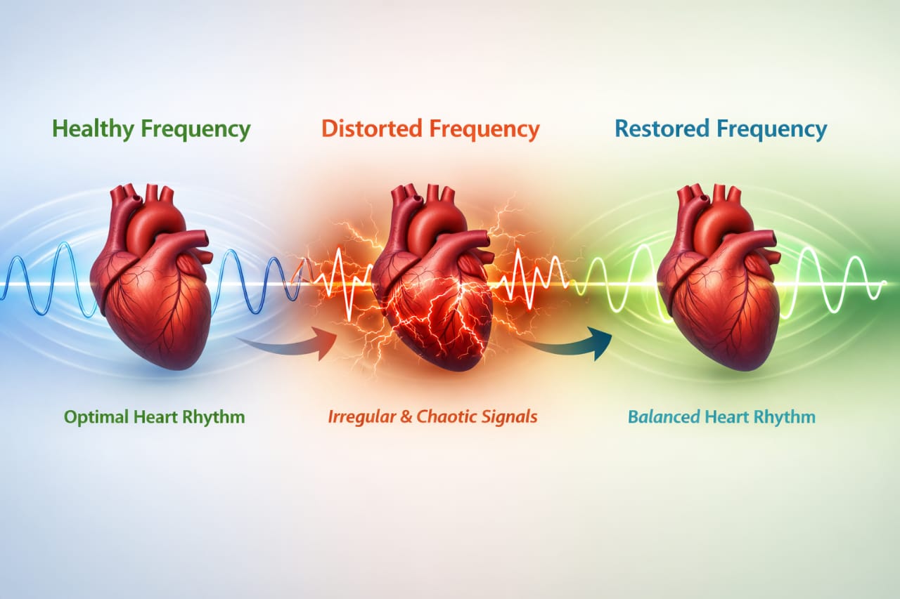 Healthy vs Distorted vs Restored Frequency - How bioresonance works